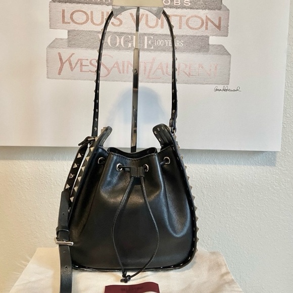 Valentino Garavani Vitello Calfskin Rockstud Mini Bucket Crossbody/Shoulder Bag - Picture 1 of 15